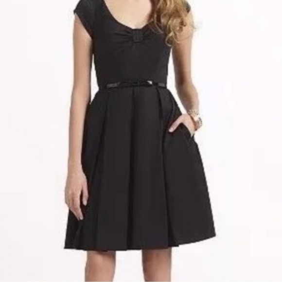 Kate Spade size 8 black Sweeney bow‎ pleated fit and flare mini dresss - Picture 2 of 16